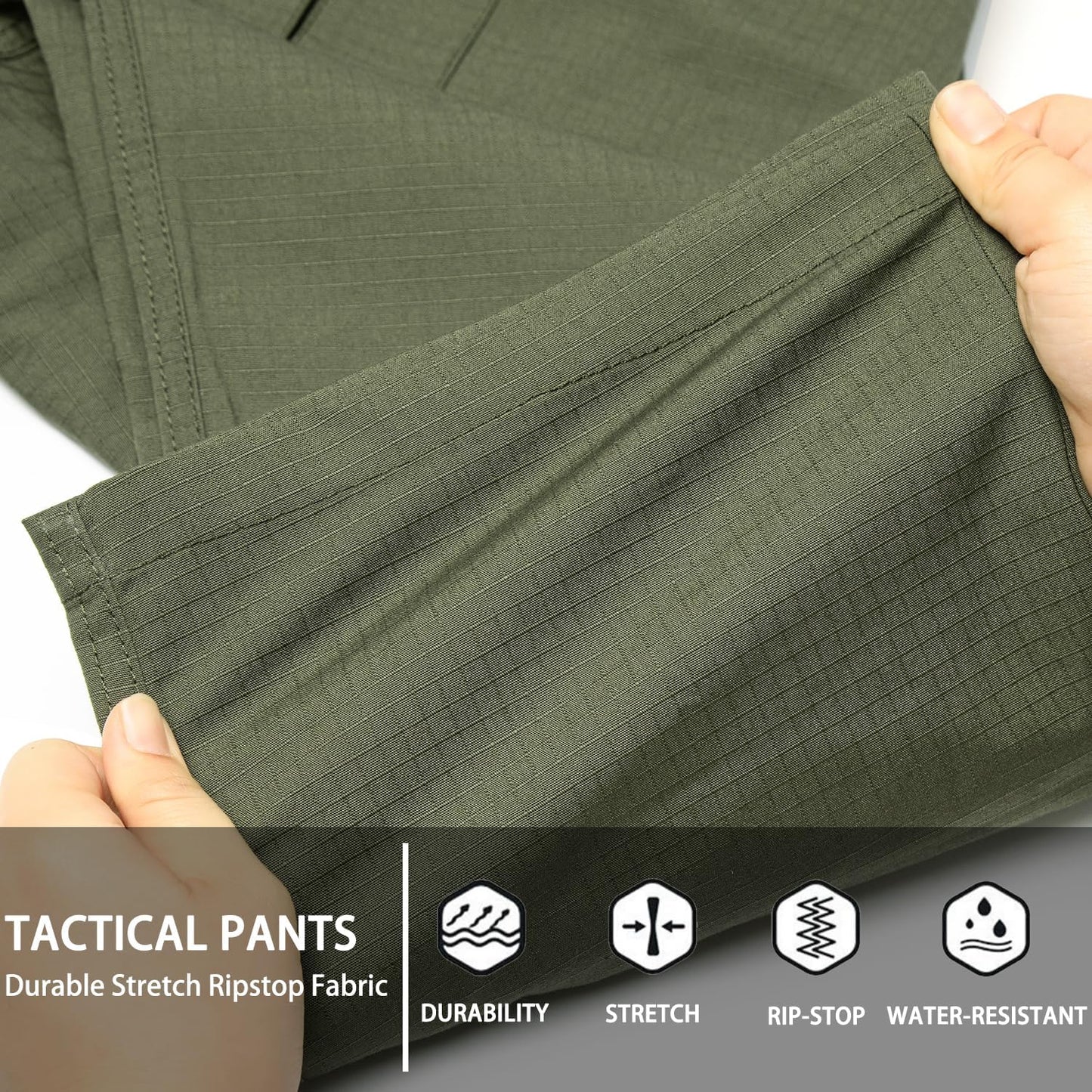 Hiwise Pantalones tácticos elásticos para hombre, resistentes al ag...