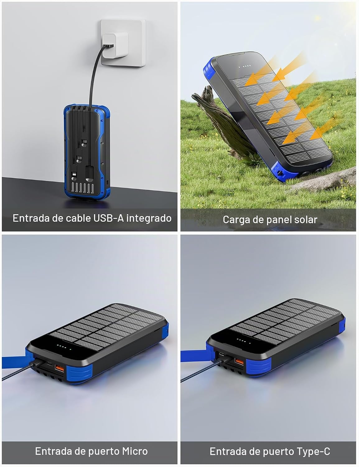 MINRISE Banco de energía solar 40000mAh, cargador portátil PD 20W c...