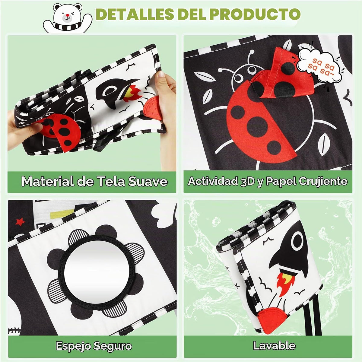 BBWOO Juguetes de Alto Contraste para Bebés Recién Nacidos, Juguete...