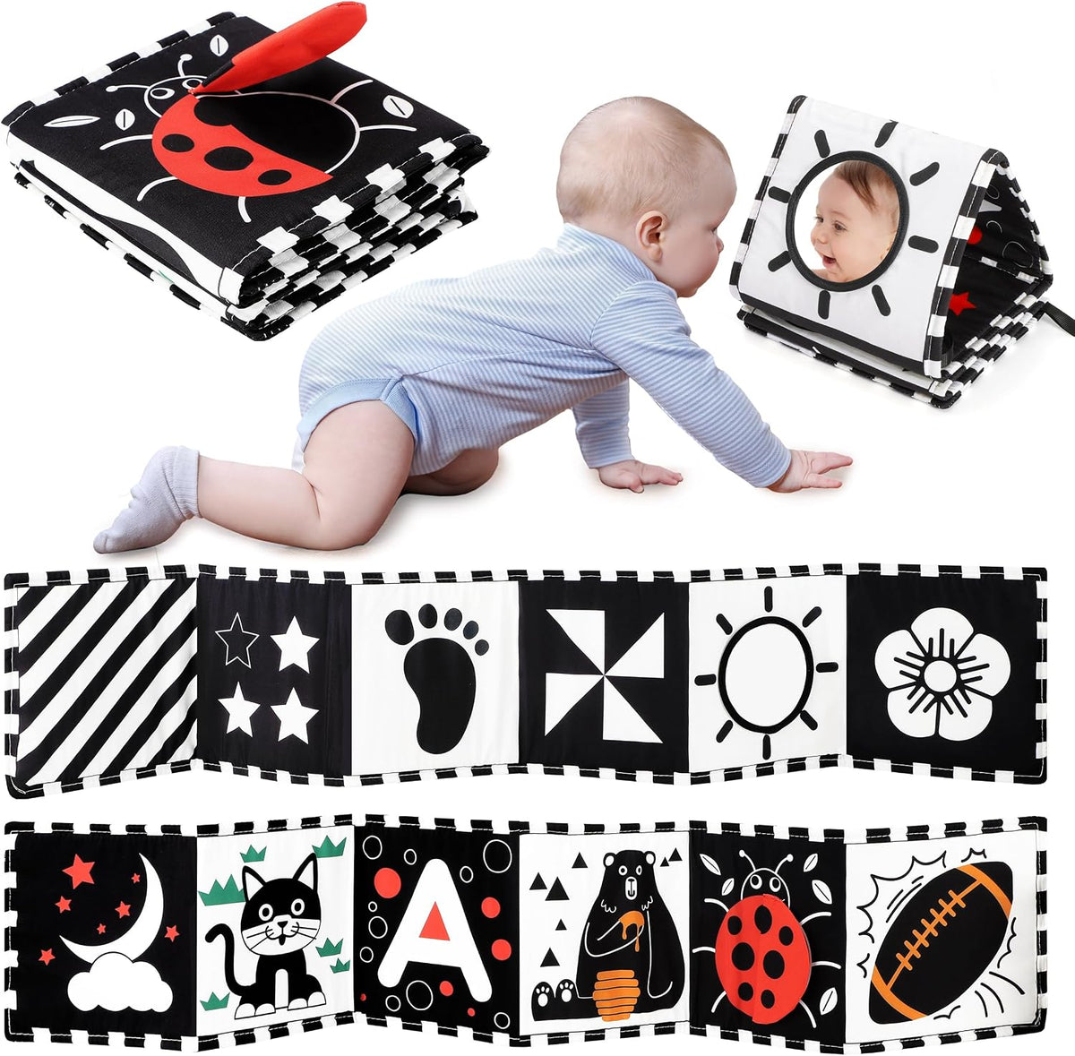 URMYWO Juguetes para Bebés en Blanco y Negro, Juguetes de Tiempo Bo...