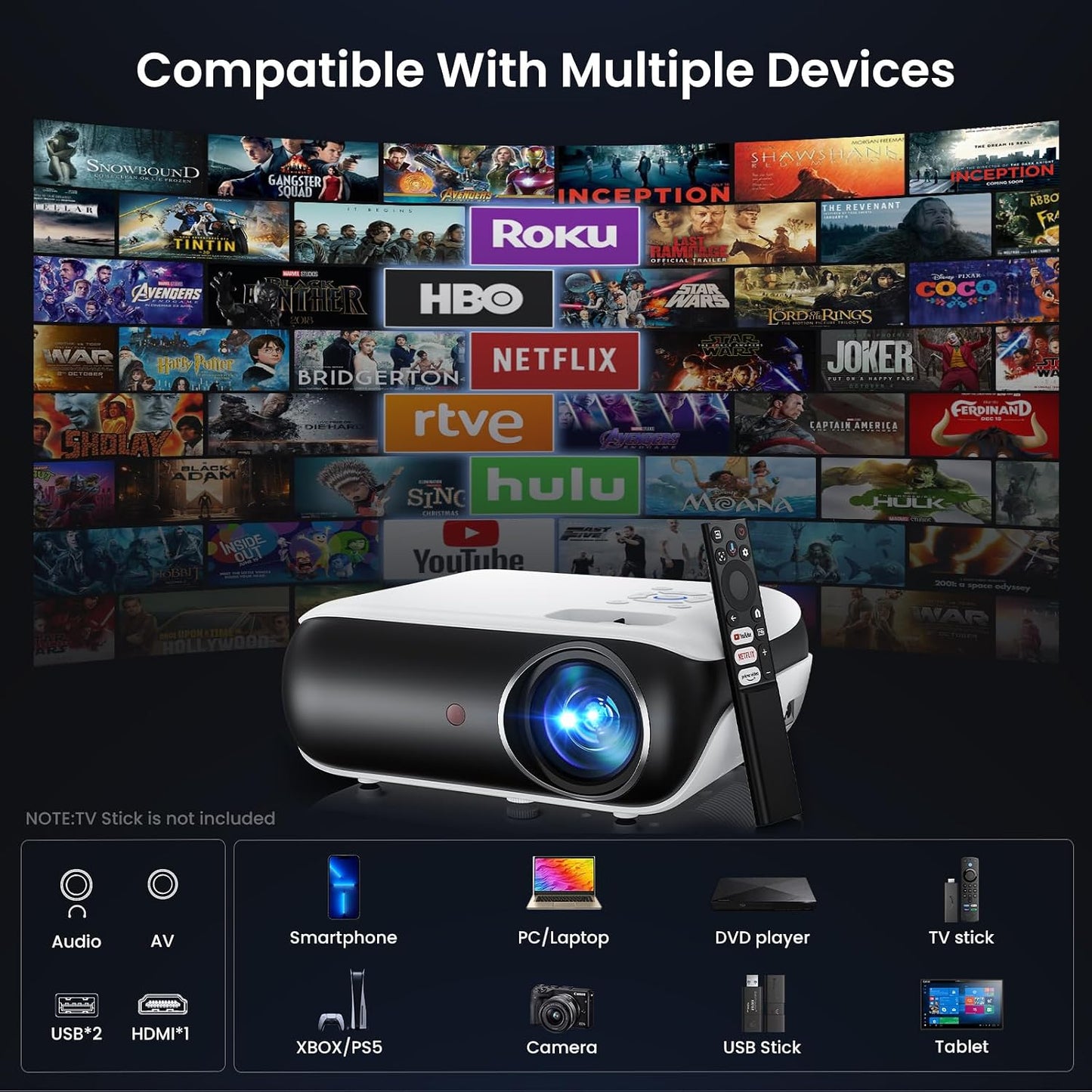 Google TV con licencia oficial - Proyector inteligente para exterio...