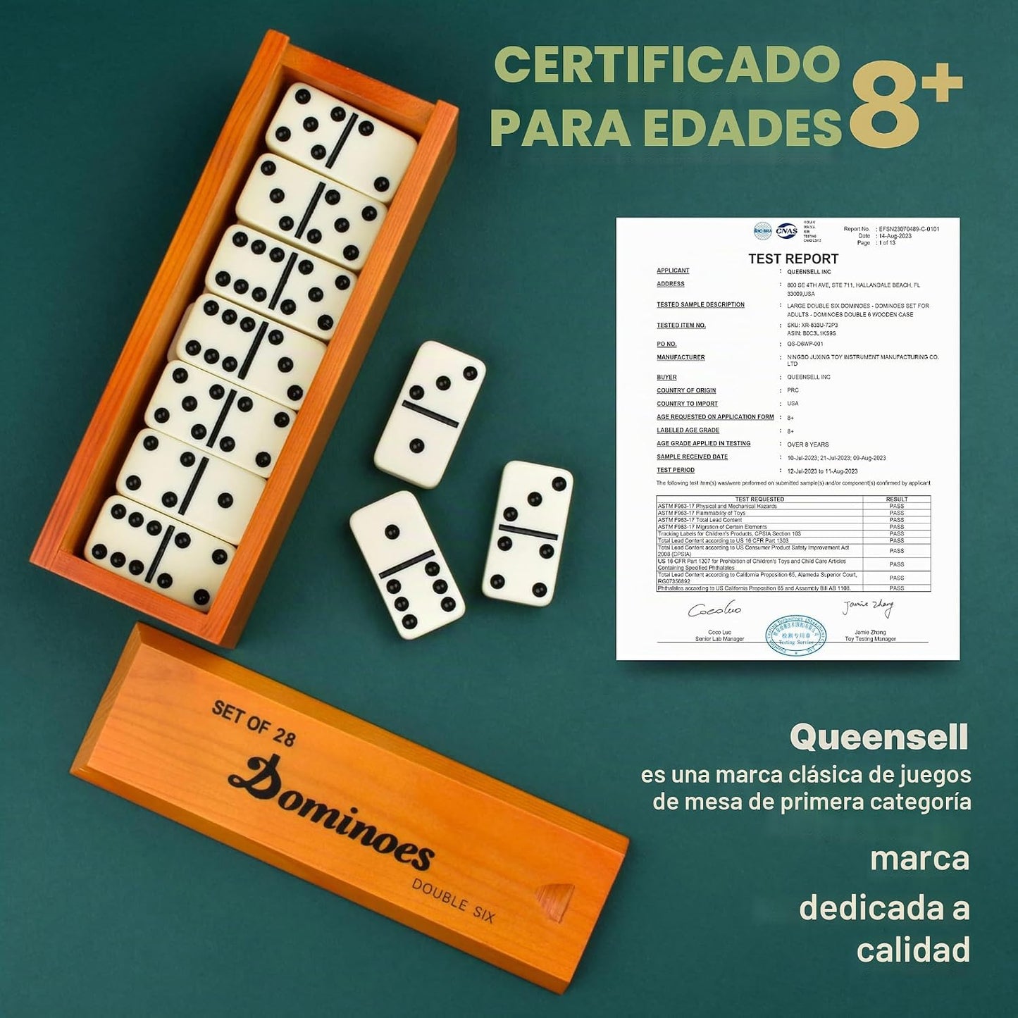 Conjunto de Dominós Jumbo de Queensell para Adultos y Niños \u2013...
