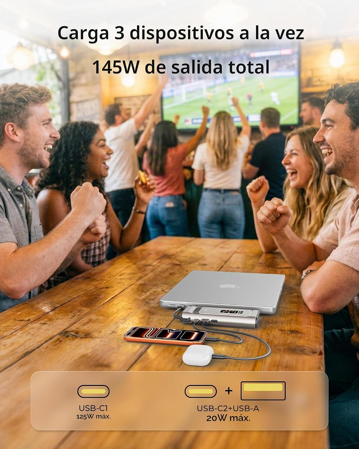 Banco de energía 2026 con licencia de la FIFA de 190 W y 20000 mAh...