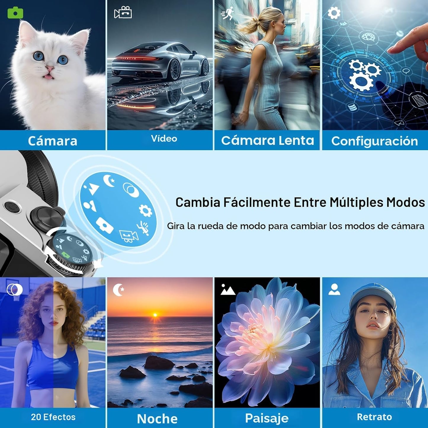 Cámara digital 4K para fotografía con WiFi 64MP Cámara de vlogging...