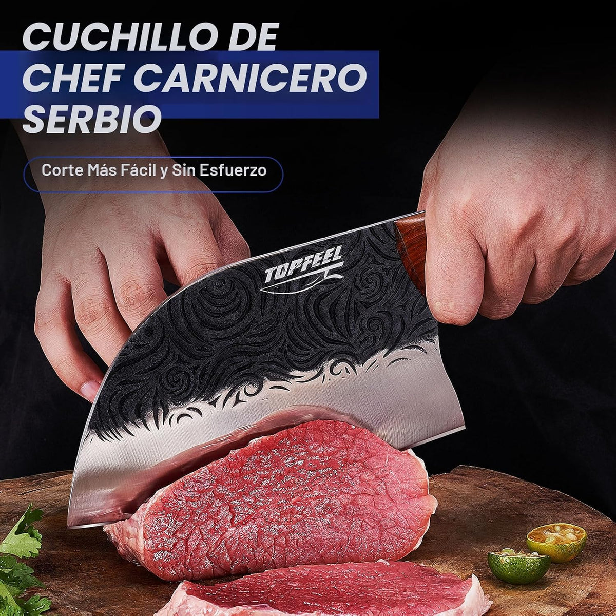 Topfeel Juego de Cuchillos de Carnicero 5 Piezas, Juego de Cuchillo...