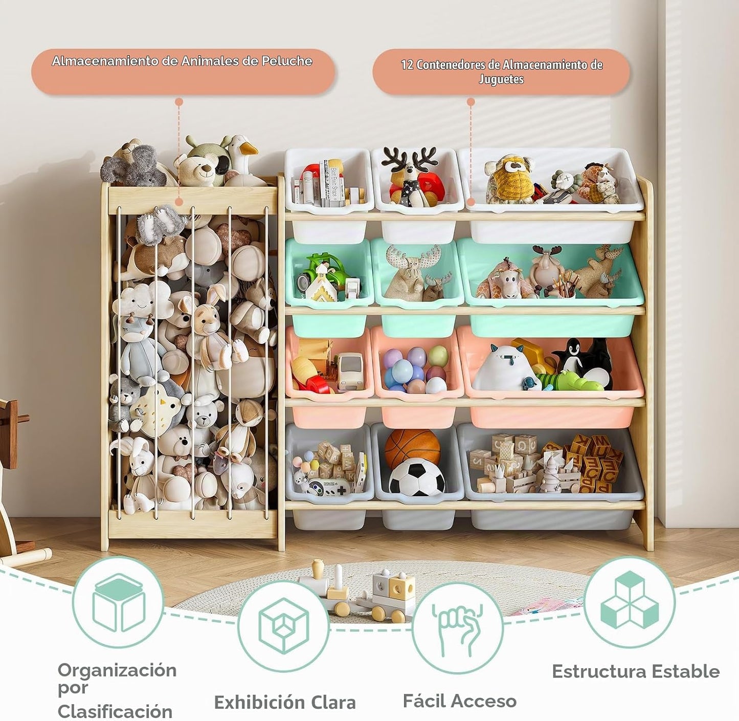 EXPERLAM Organizador de almacenamiento de juguetes para niños, 2 en...