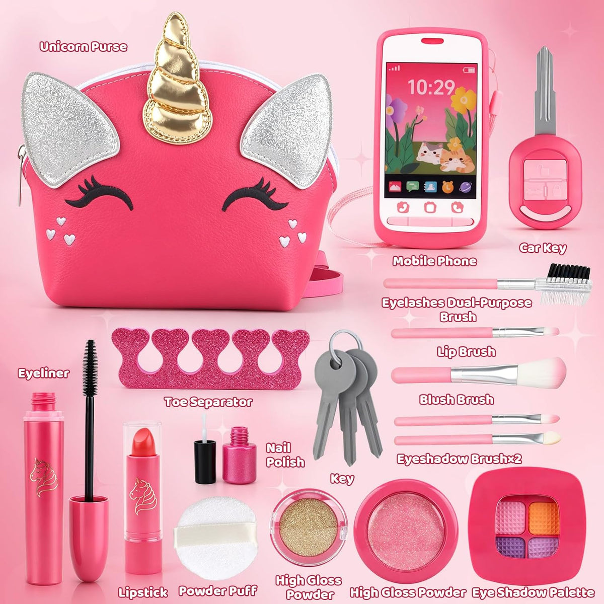 Juguetes para niñas pequeñas, kit de maquillaje de unicornio para n...