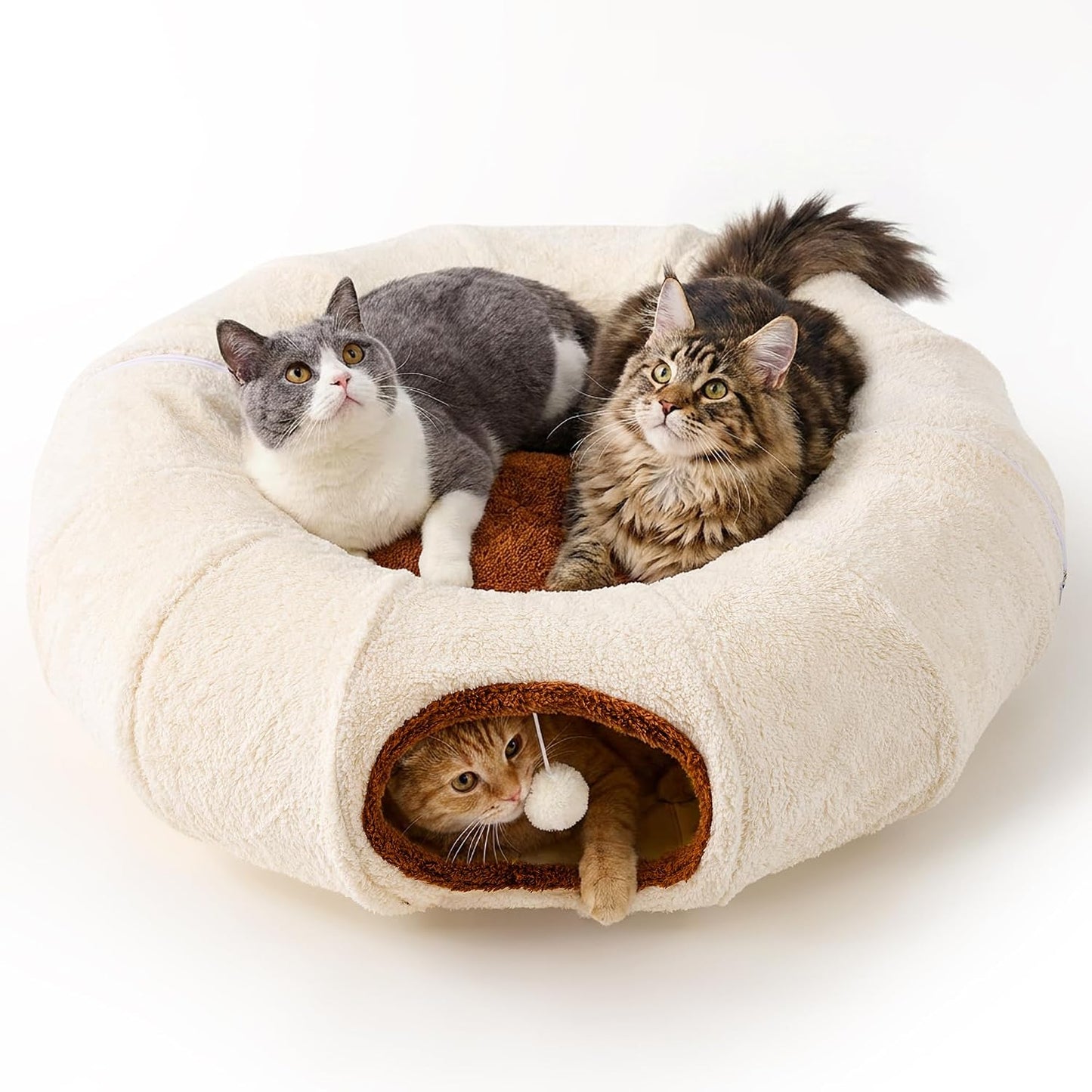 ZOMISIA Cama de túnel grande para gatos, bonita cama en forma de do...