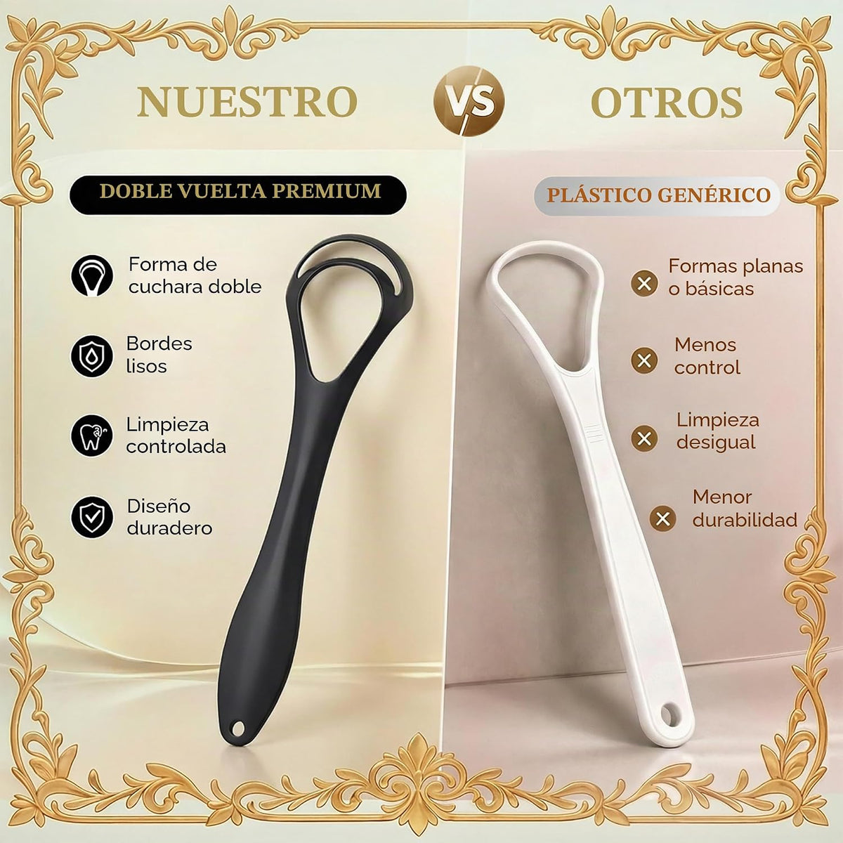 MasterMedi Raspador de lengua negro con estuches (forma de cuchara,...