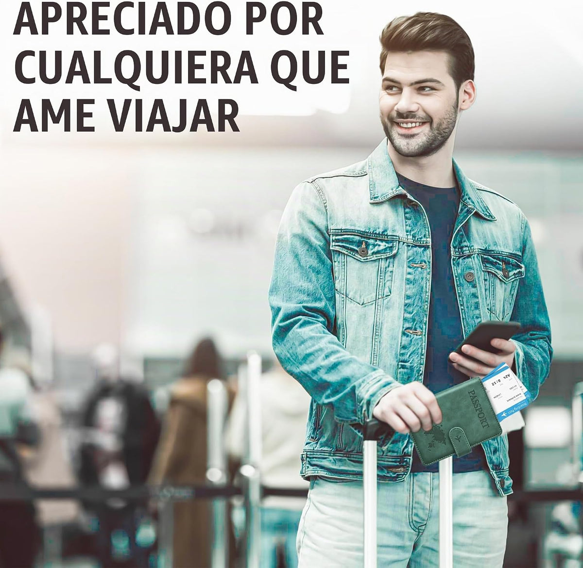 Portapasaportes para artículos esenciales de viaje, funda tipo cart...