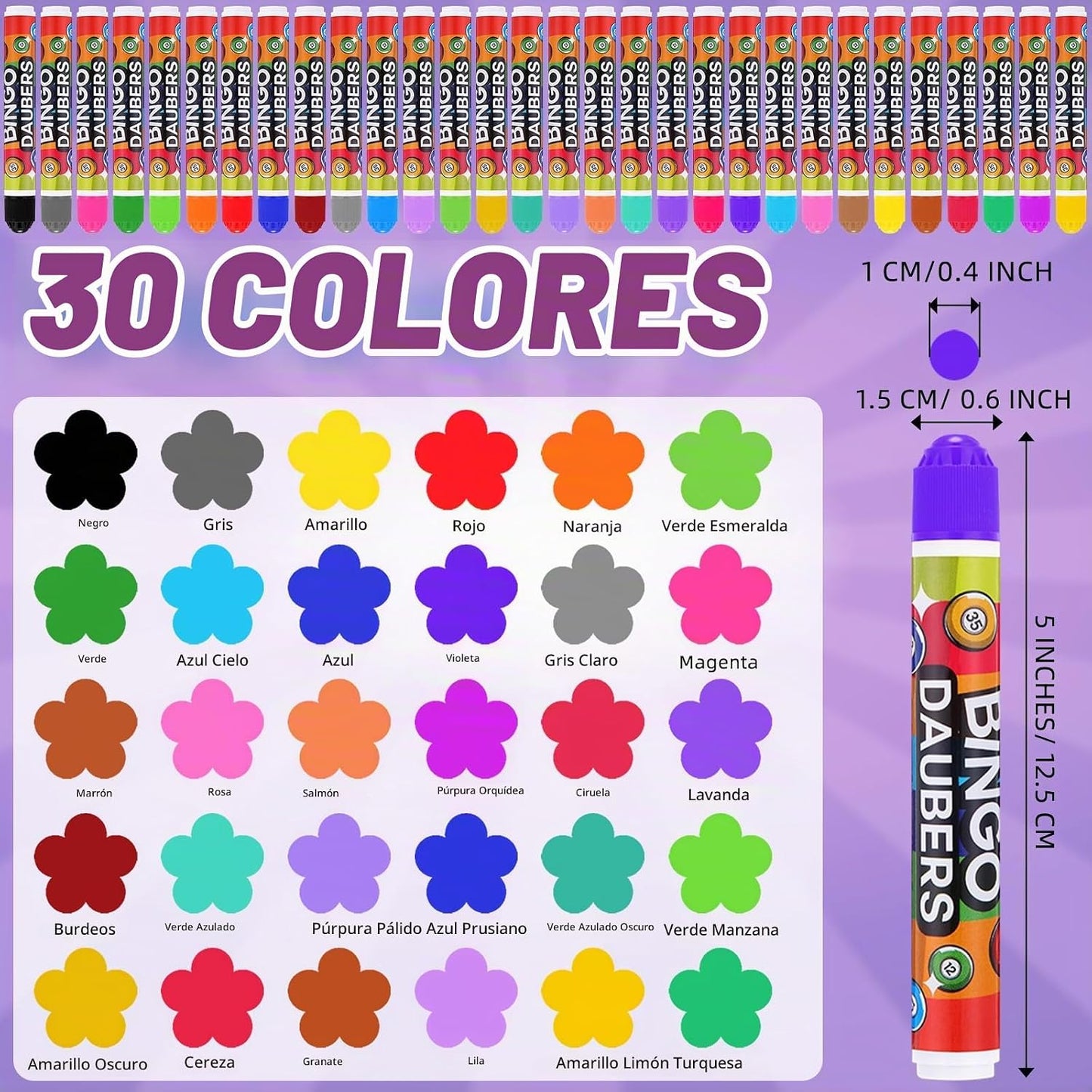 Crtiin - Paquete de 90 marcadores de puntos de Bingo Daubers, 30 co...