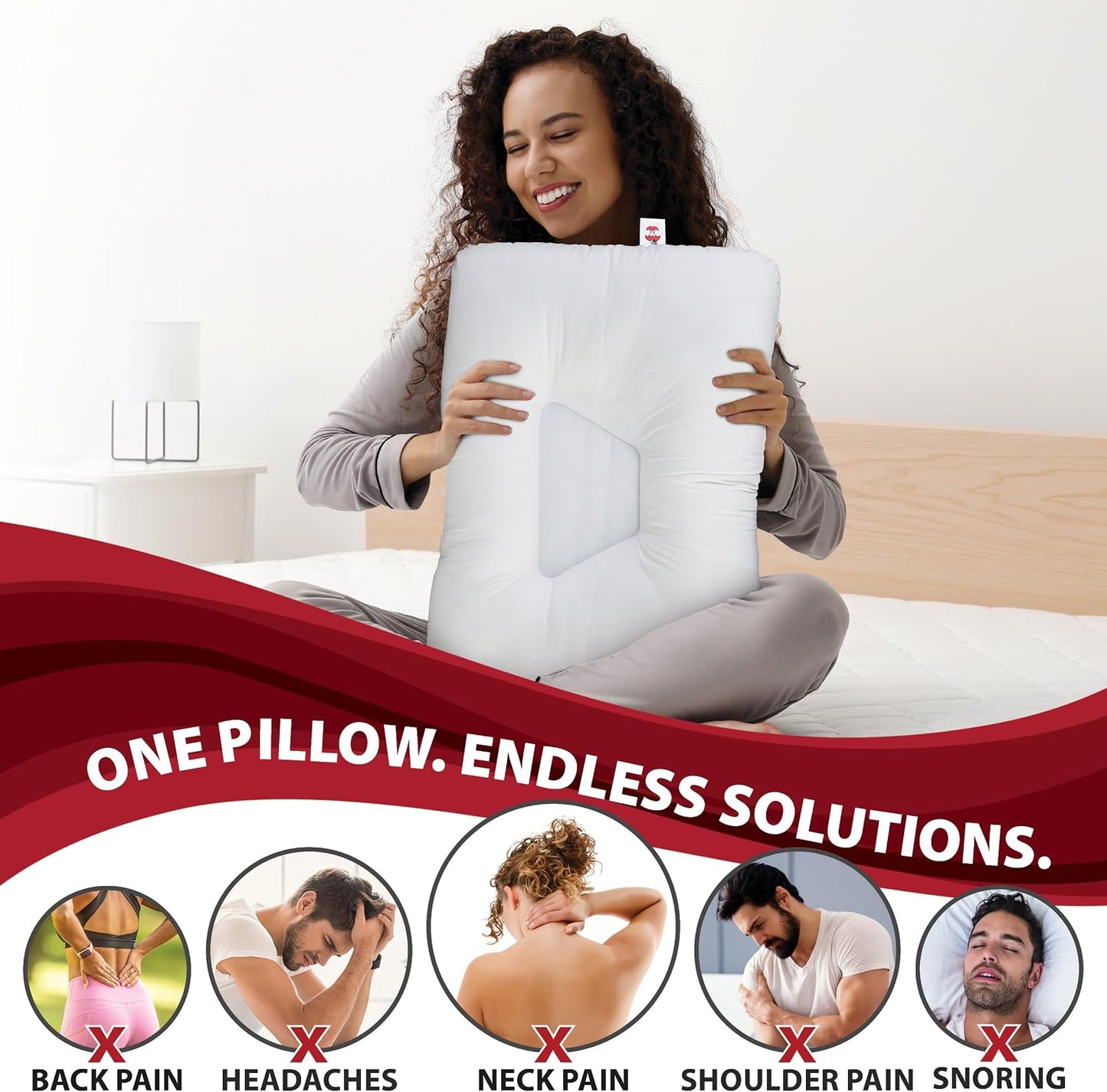 Almohada cervical ergonómica Tri-Core para alivio del dolor de cuel...