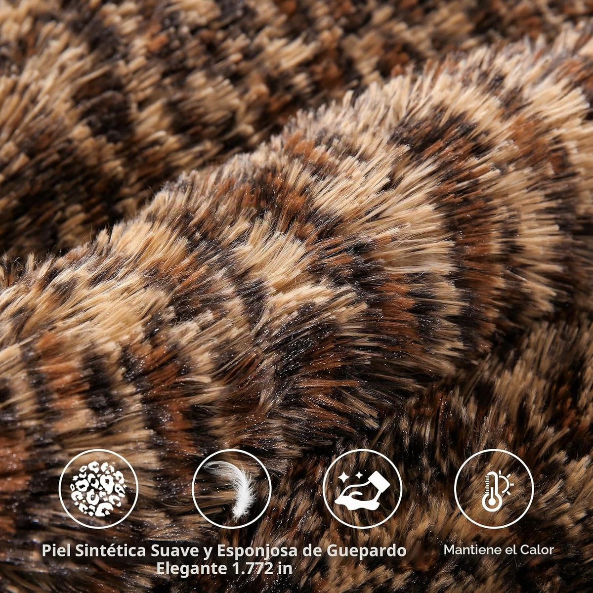 Juego de edredón de piel sintética esponjosa con estampado de leopa...