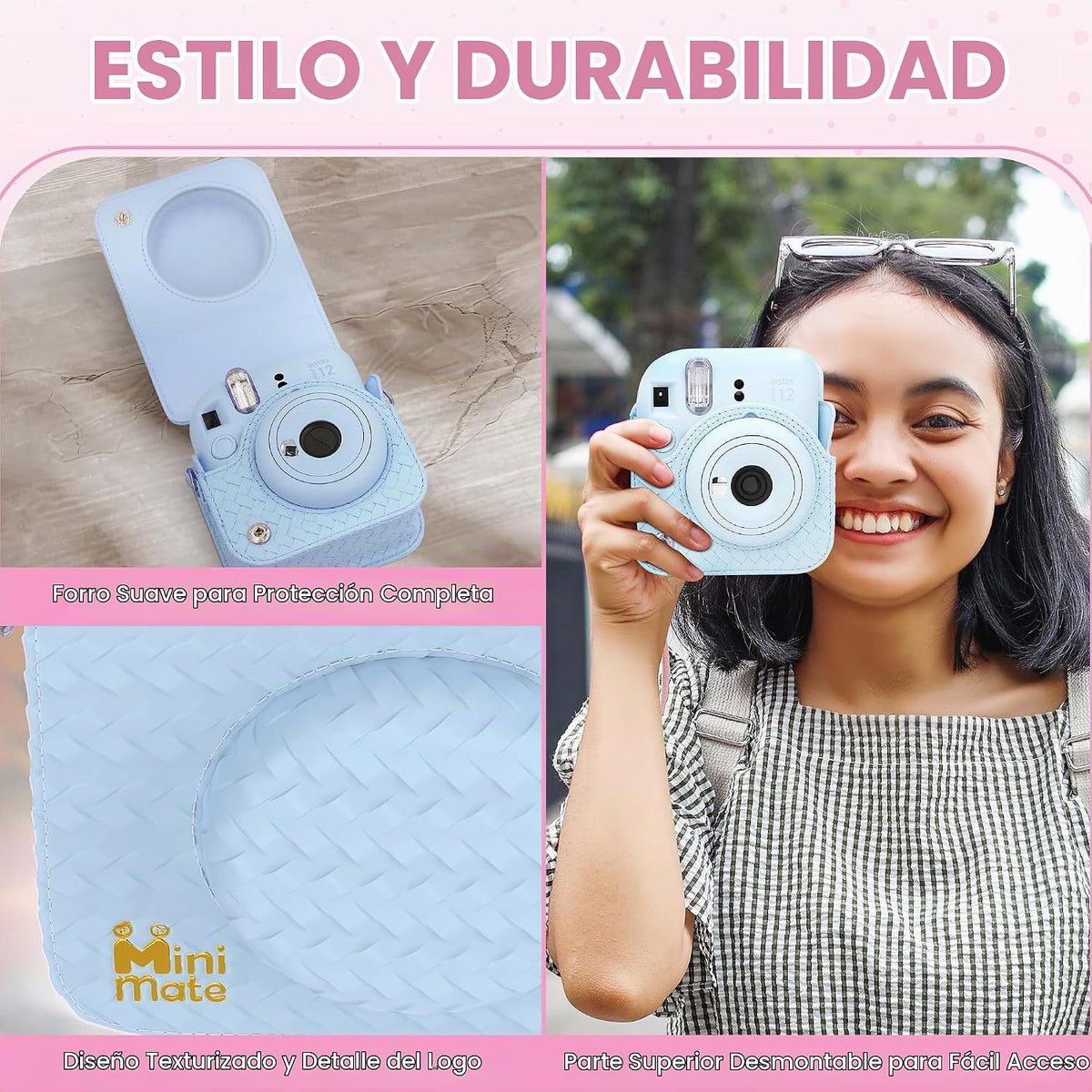 Fujifilm Cámara Instantánea Instax Mini 12 Azul Pastel + Funda Dise...