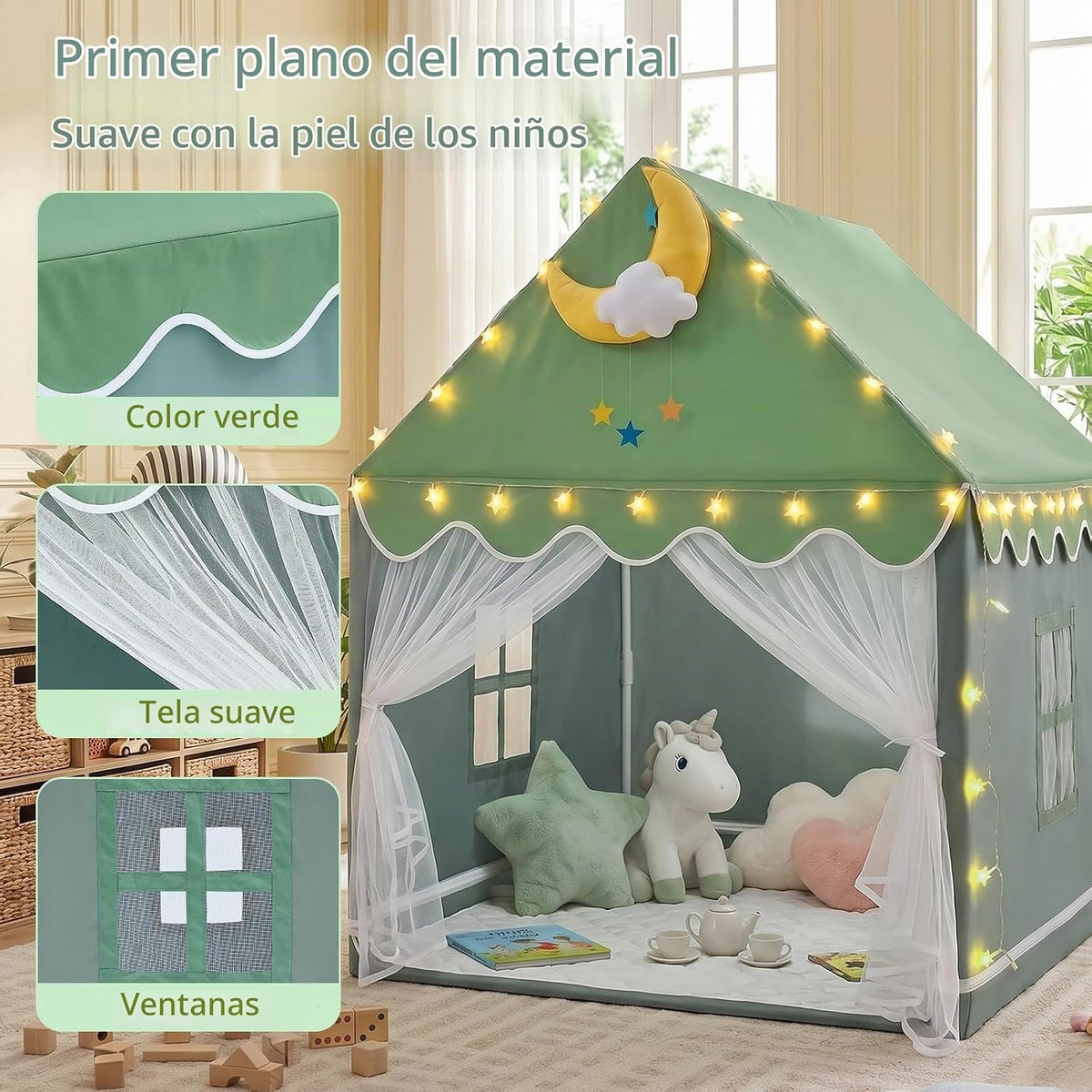 GeeSound Tienda de campaña para niños para niñas en interior: con p...