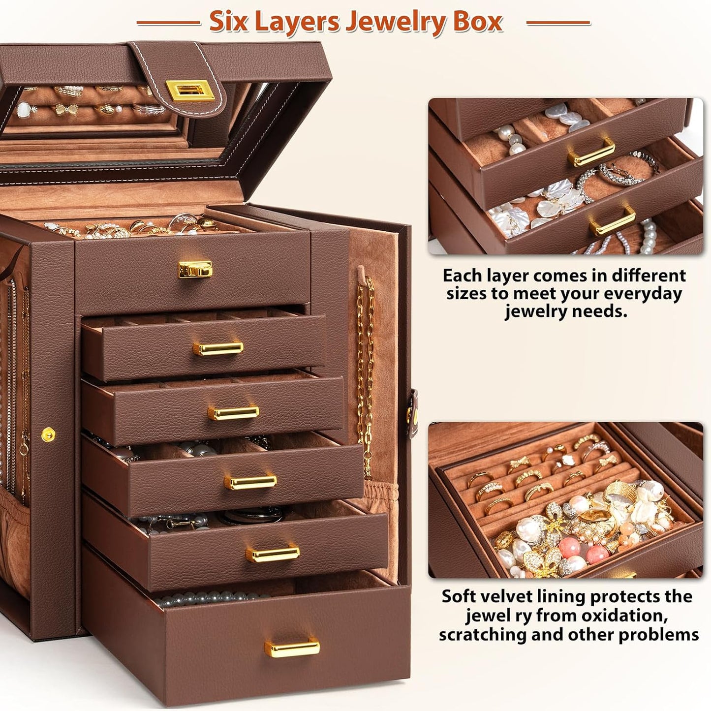 AKOZLIN Caja Organizadora de Joyería Funcional, Estuche de Almacena...
