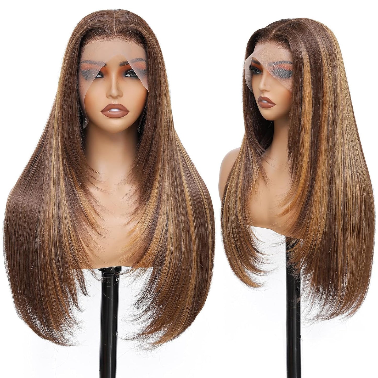 Peluca de encaje frontal HD de 13 x 4 pulgadas, color rubio miel, 2...