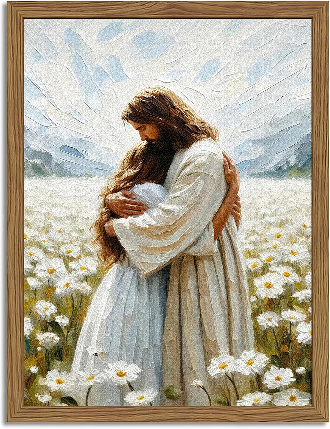 Arte de pared de Jesús abrazando a una mujer, decoración de pared d...