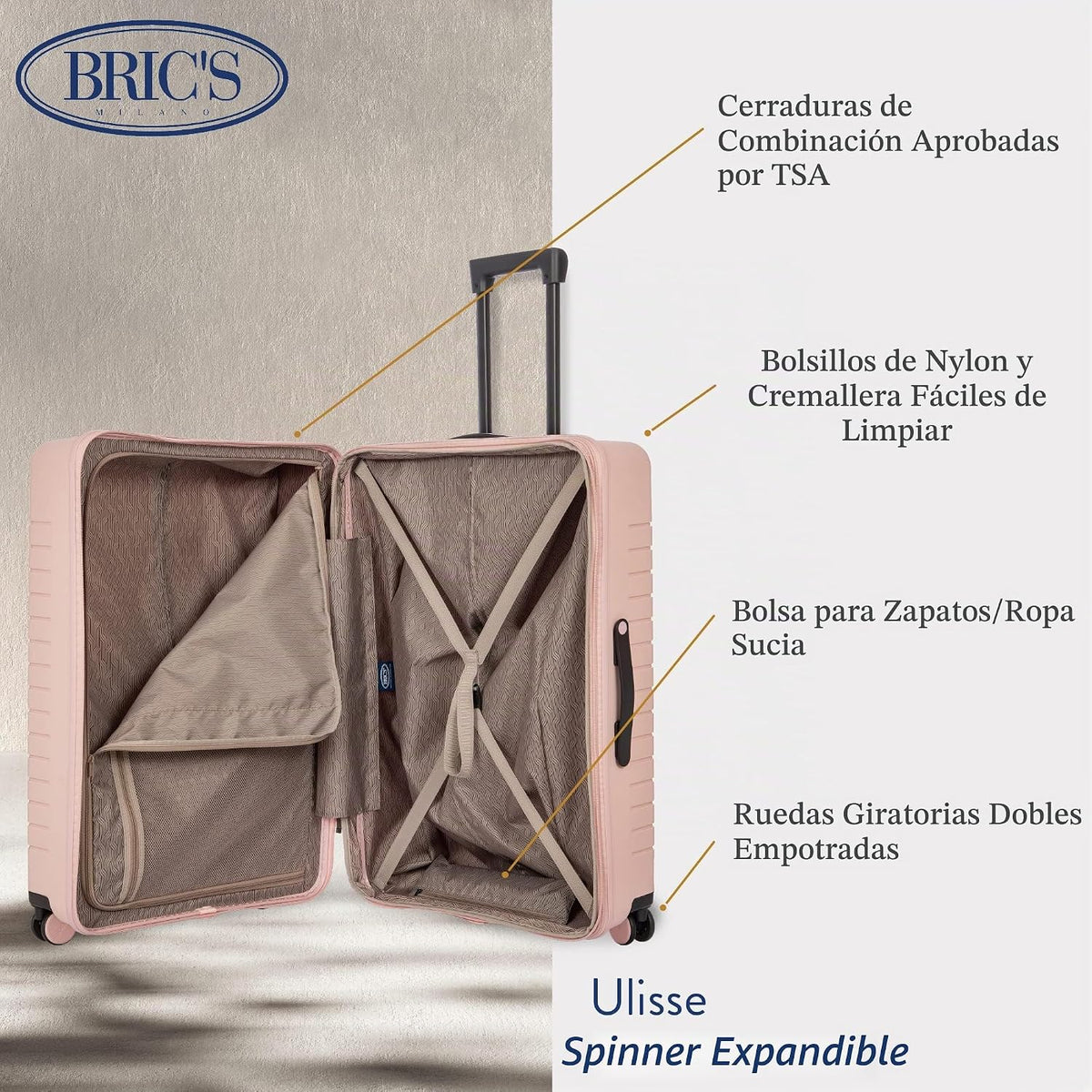 Bric's B|Y Ulisse Spinner Suitecase, Rosado Perla, 30 pulgadas,...