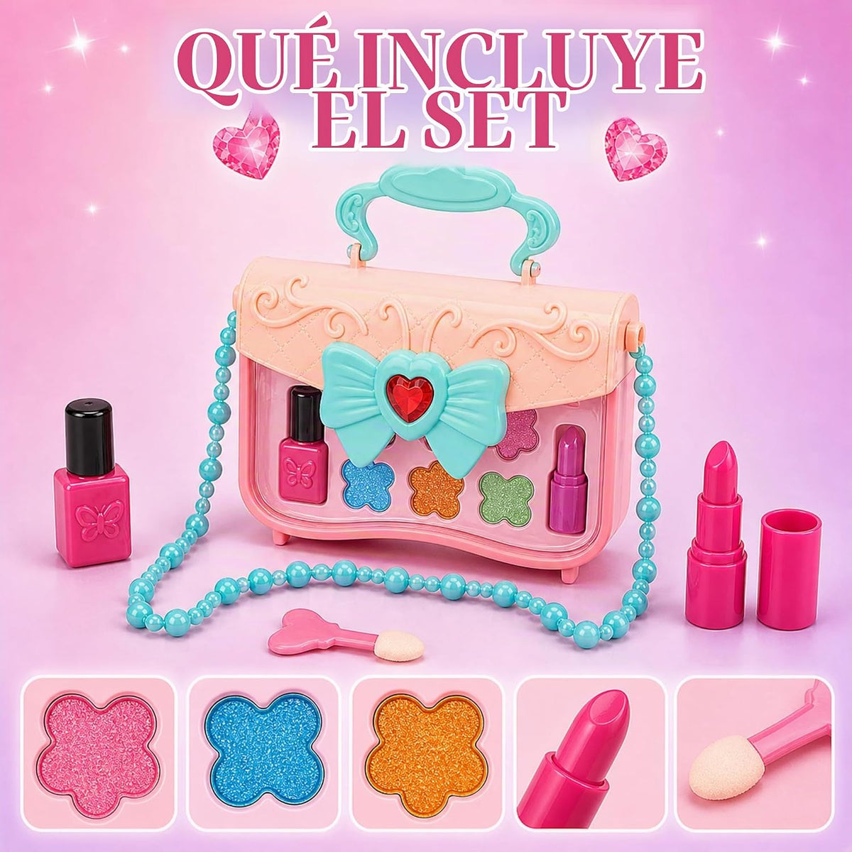 Kit de maquillaje infantil para niñas \u2013 Juego cosmético lavabl...