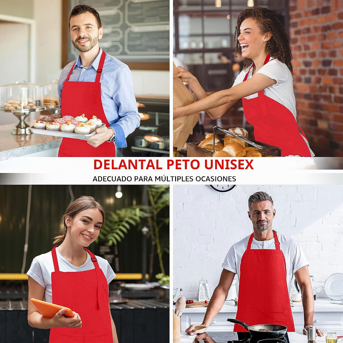 Utopia Kitchen Paquete de 10 delantales ajustables con 2 bolsillos...