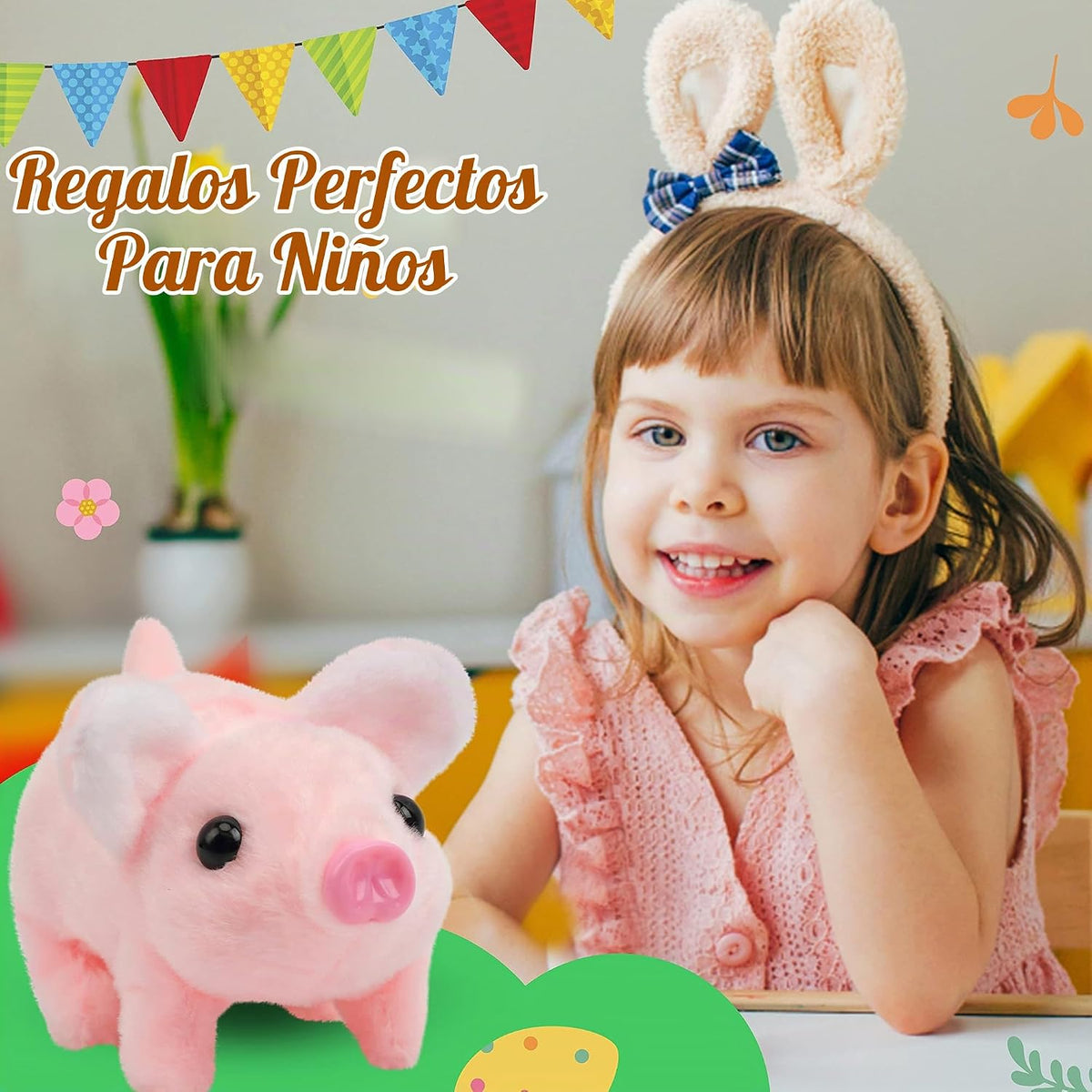 Hopearl - Cerdito interactivo que camina, juguete de peluche electr...