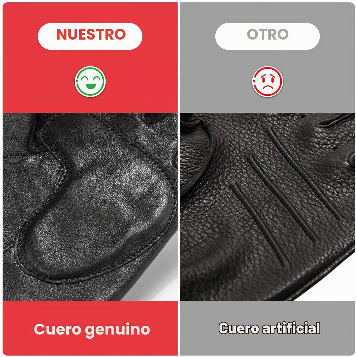 KEMIMOTO Guantes de motocicleta de piel de oveja sin dedos, guantes...