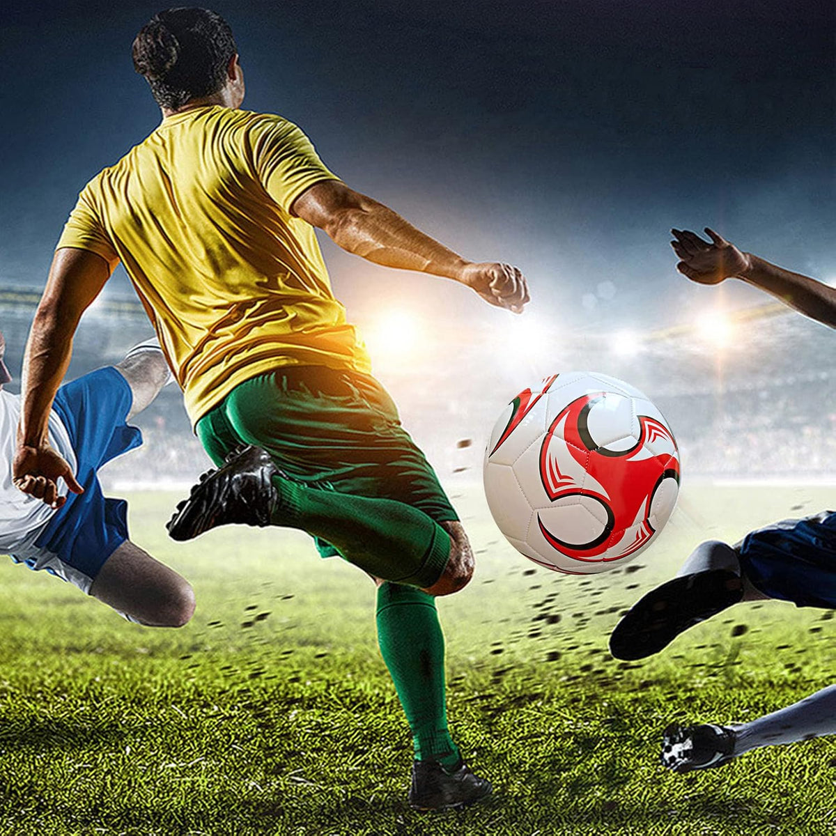SPDTECH Balón de fútbol tamaño 3, 4, 5 con aguja de bomba, diseño a...