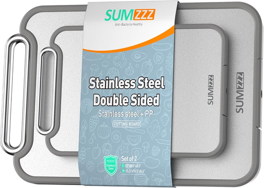 Sumzzz Tabla de cortar de acero inoxidable para cocina, tabla de co...