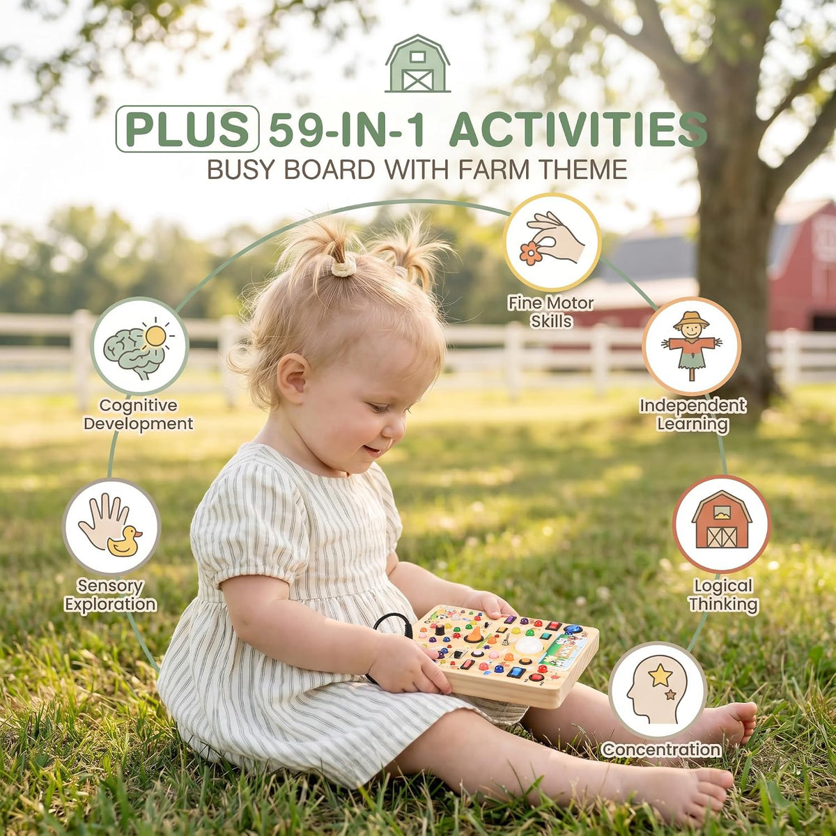 RichBoy Montessori - Tablero de juguete para niños de 1 a 3 años, j...