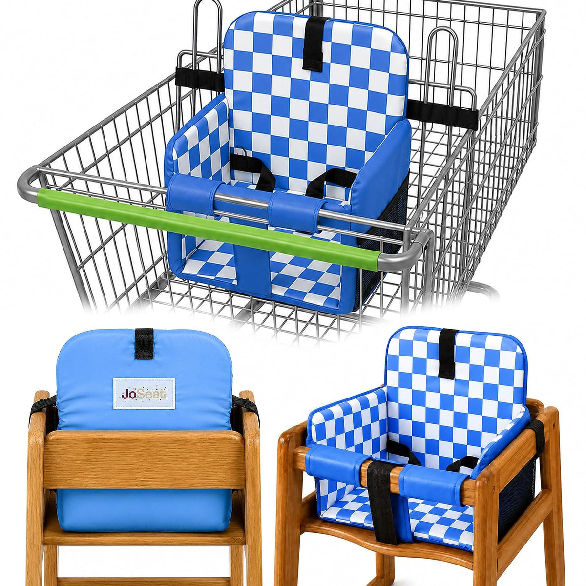 JoSeat Funda de asiento para bebé, azul a cuadros | Protector de as...