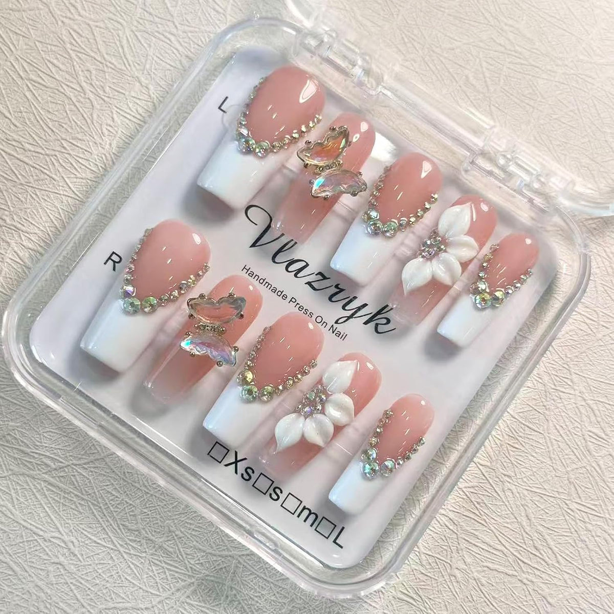 Uñas postizas a presión hechas a mano de lujo - Uñas postizas larga...