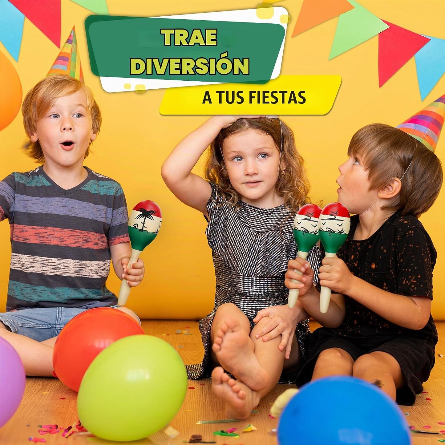 2 Maracas mexicanas para niños y adultos, 9.6 pulgadas, construcció...
