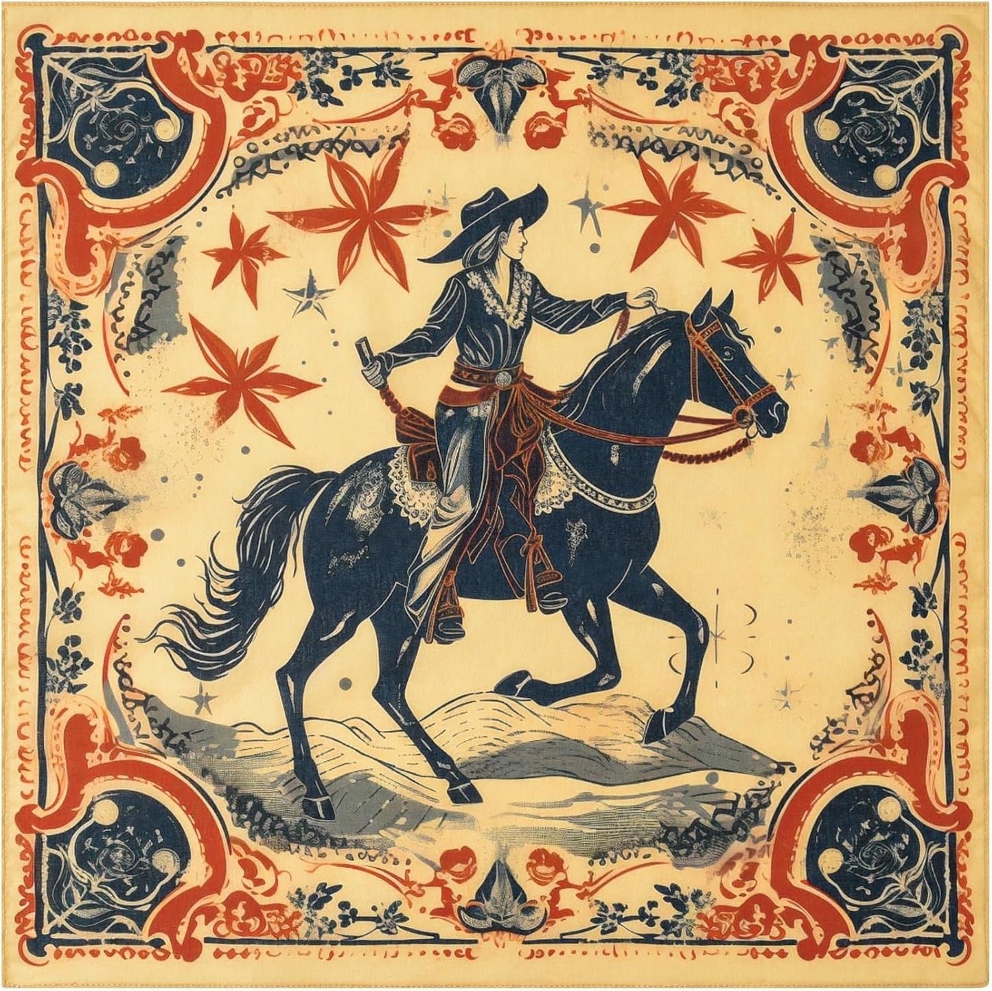 GT BANDANA 22"x22" Vintage Cowgirl 100% Algodón Bandana Diademas mu...