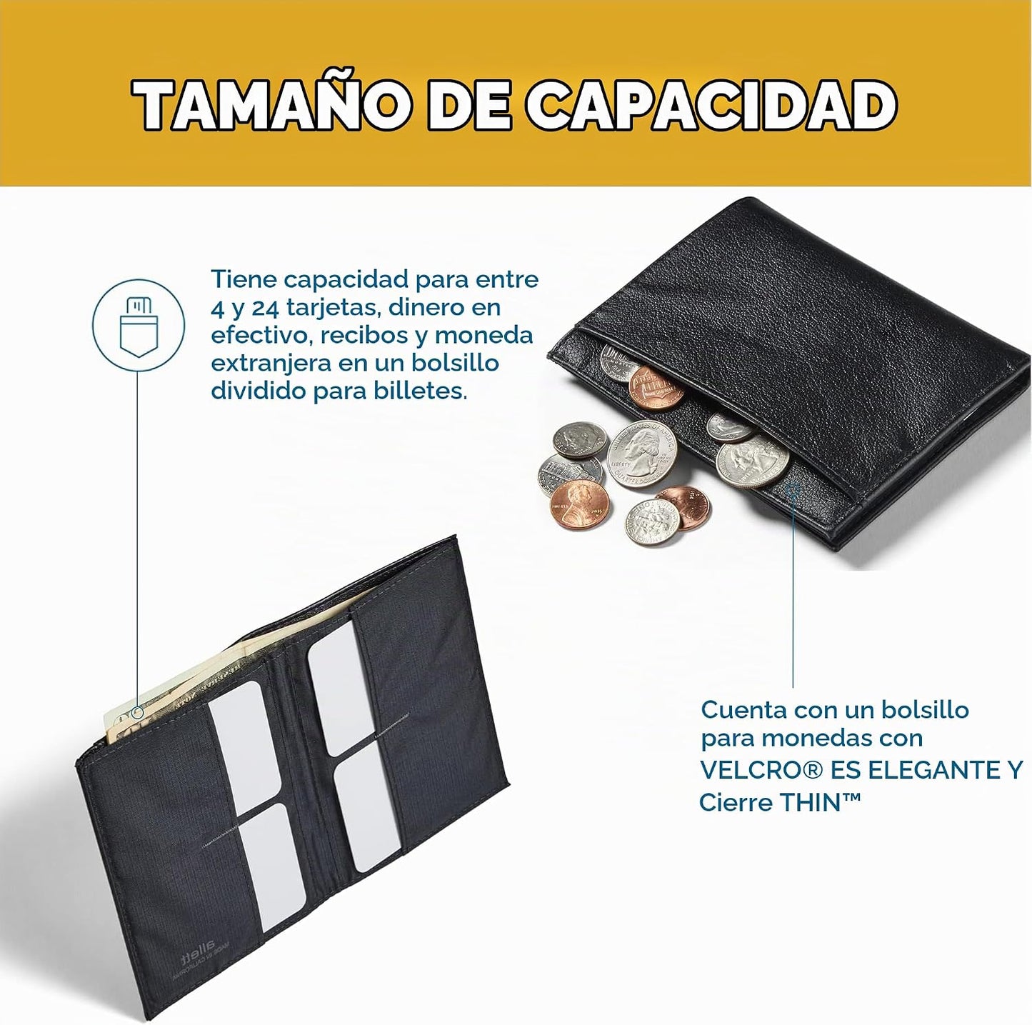 Allett Monedero 2.0, bloqueo RFID delgado (piel, negro ónix) | Cart...