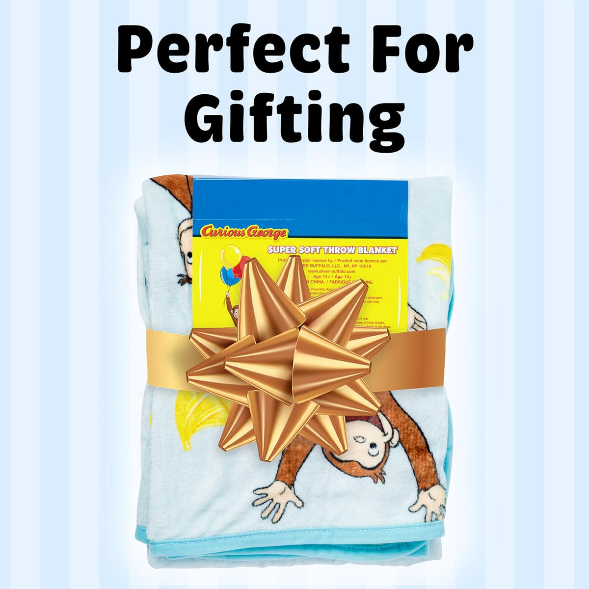 Silver Buffalo Curious George Monkey Banana - Manta de forro polar...