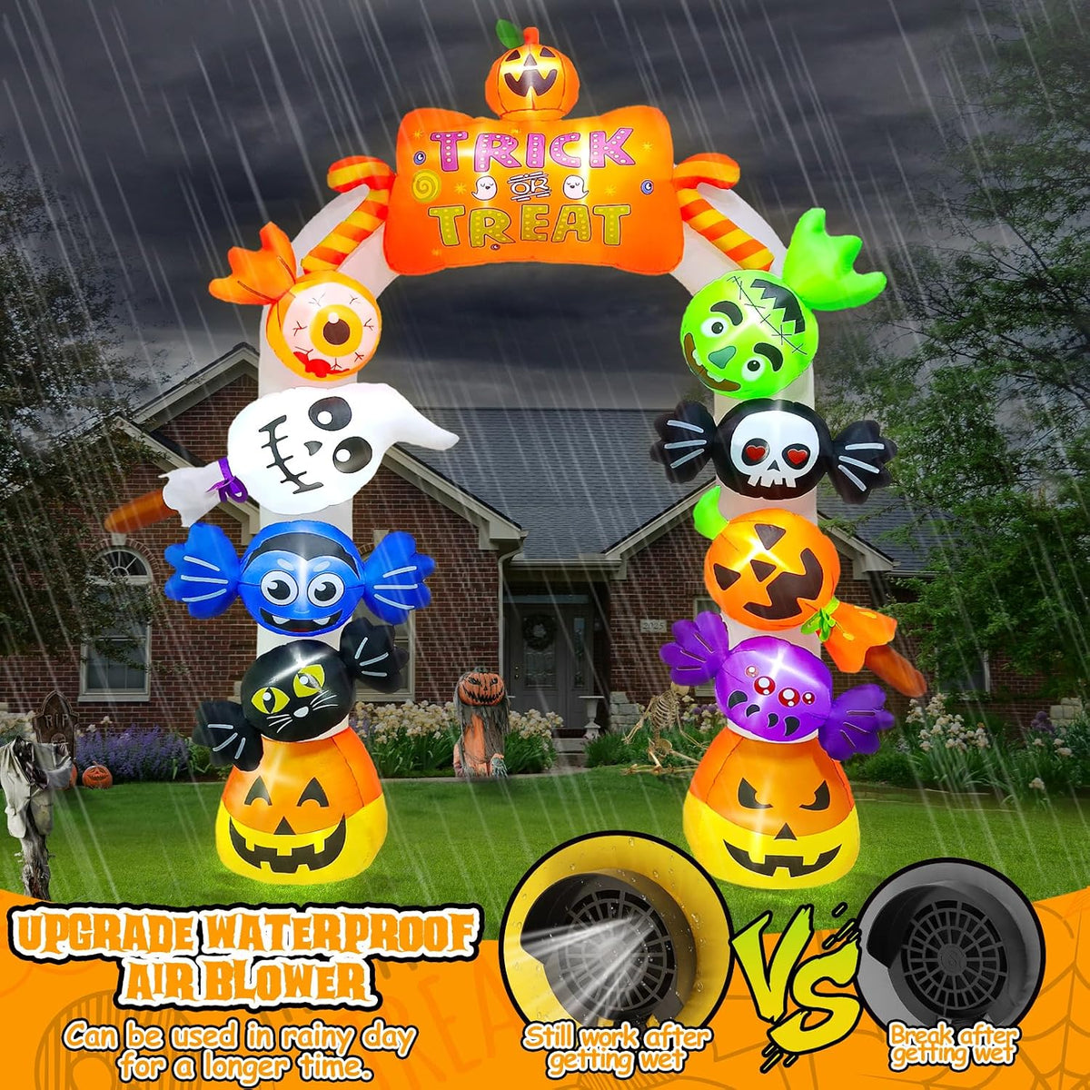 Kalolary Fantasma de caramelo inflable de Halloween de 10 pies de a...