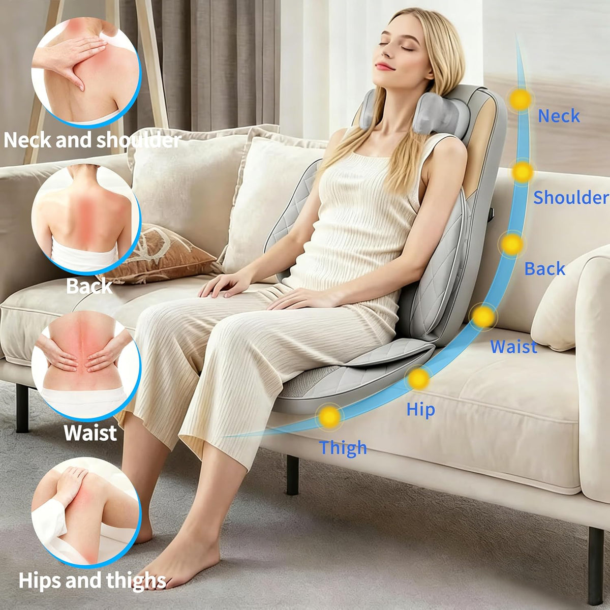 FIRRLUCO Shiatsu Masajeador de cuello y espalda con calor, masajead...