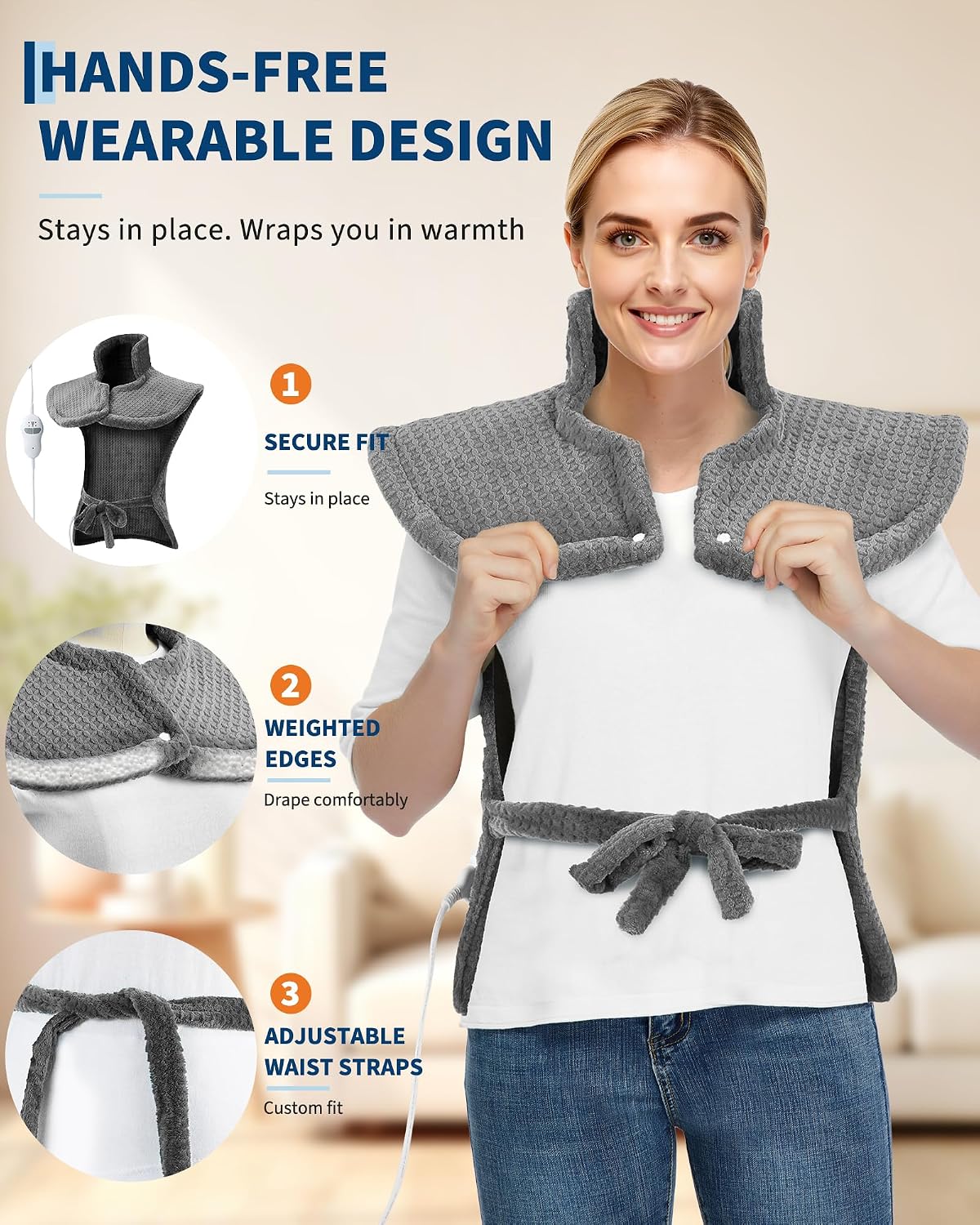 Almohadilla térmica vibratoria portátil Garvee para aliviar el dolo...