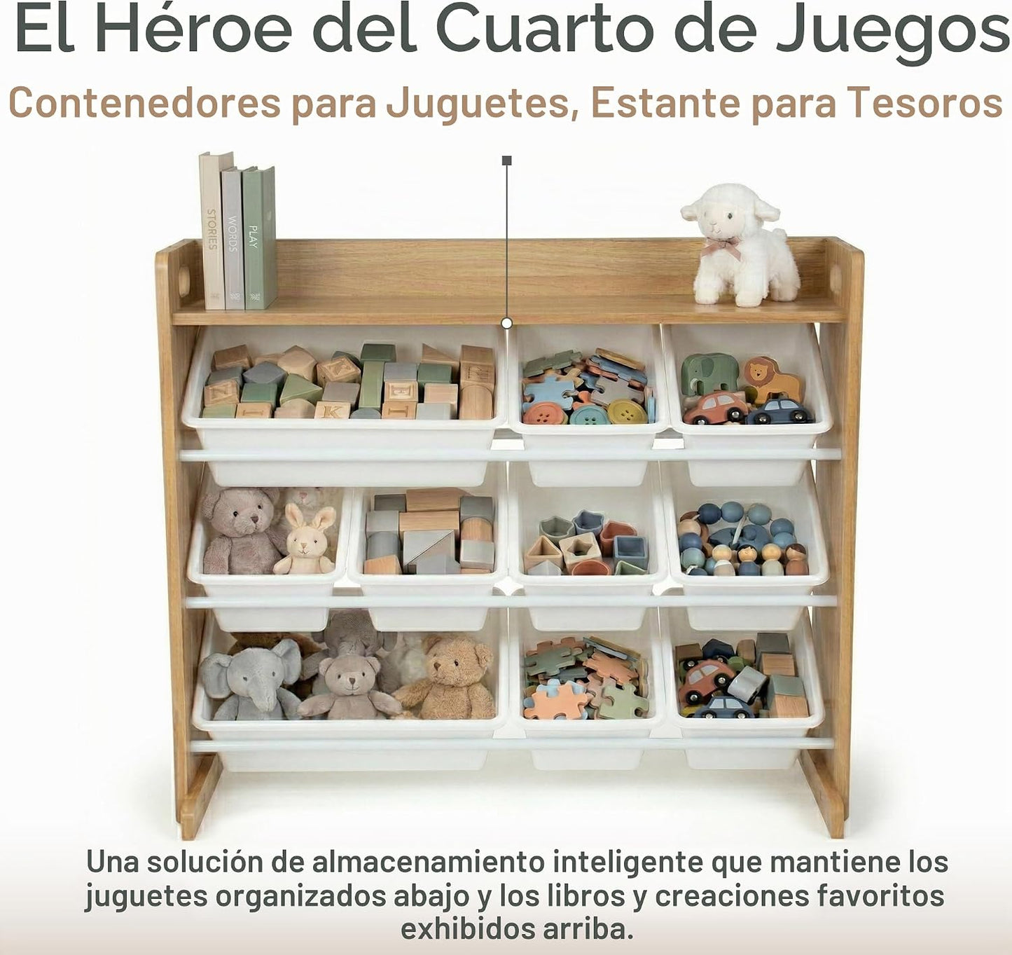 Humble Crew Organizador de juguetes para niños con estante de exhib...