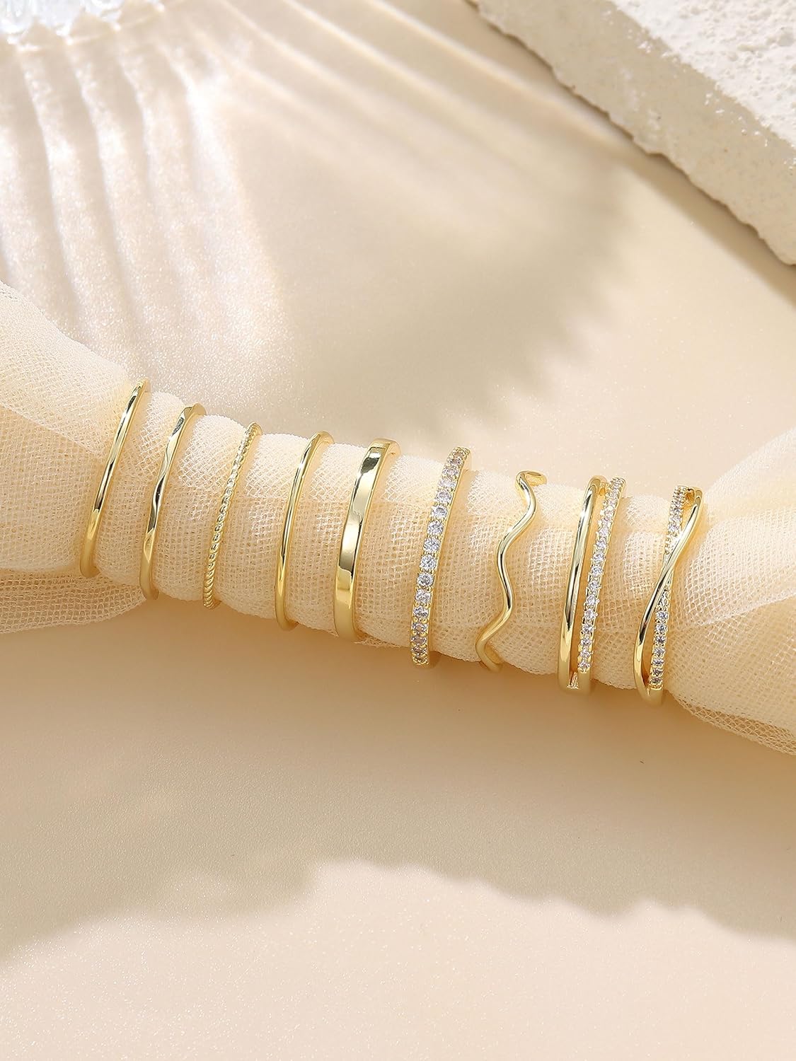 Anillos de oro apilables de Tungary para mujer, no se deslustran, a...