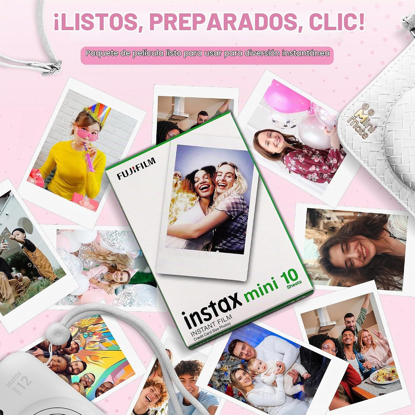 Fujifilm Cámara Instantánea Instax Mini 12 Blanco Arcilla + Estuche...