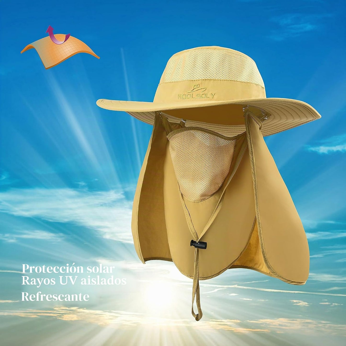 Sombrero de pesca, gorra para el sol con protección solar UPF 50+ y...