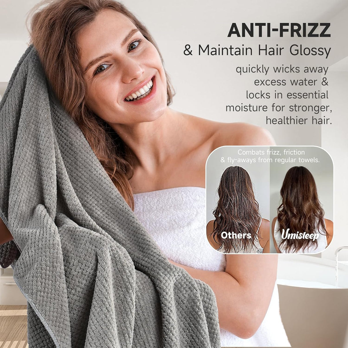 Toalla de Cabello de Microfibra Extra Grande para Mujeres con Cabel...