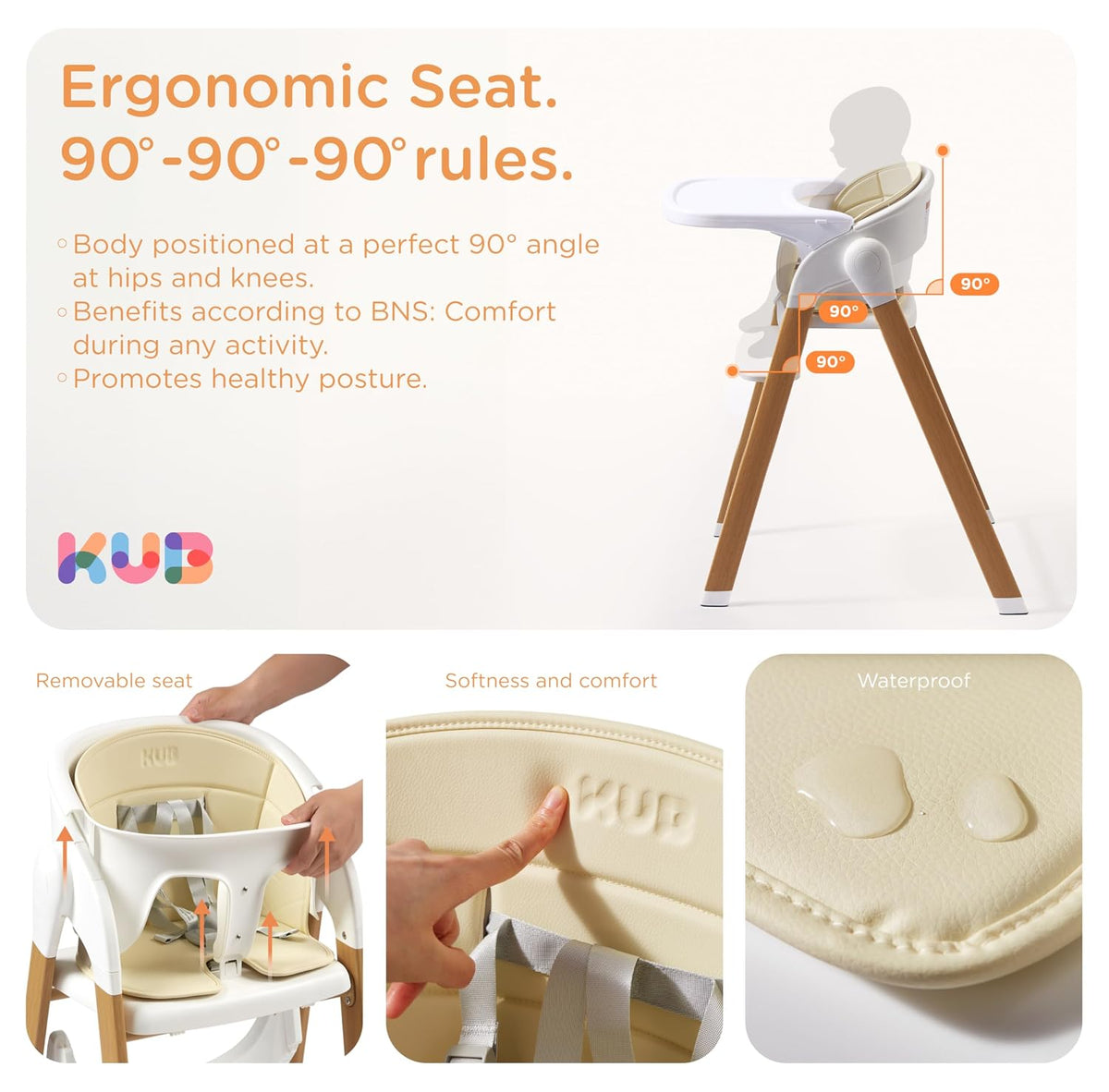 KUB Silla Alta para Bebés y Niños Ajustable Plegable Convertible co...