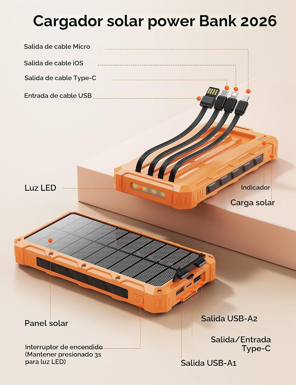Batería externa portátil del banco 20000mah del poder del cargador...