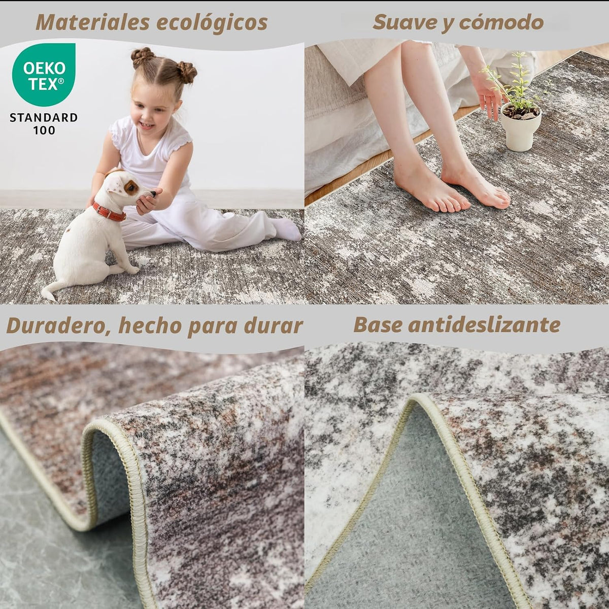 Alfombra cuadrada lavable de 7 x 7, antideslizante, suave, para int...