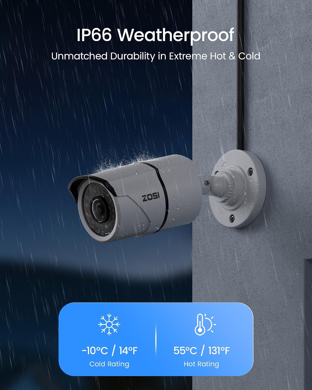 ZOSI - Cámara de seguridad 2MP 1080p para interiores y exteriores (...