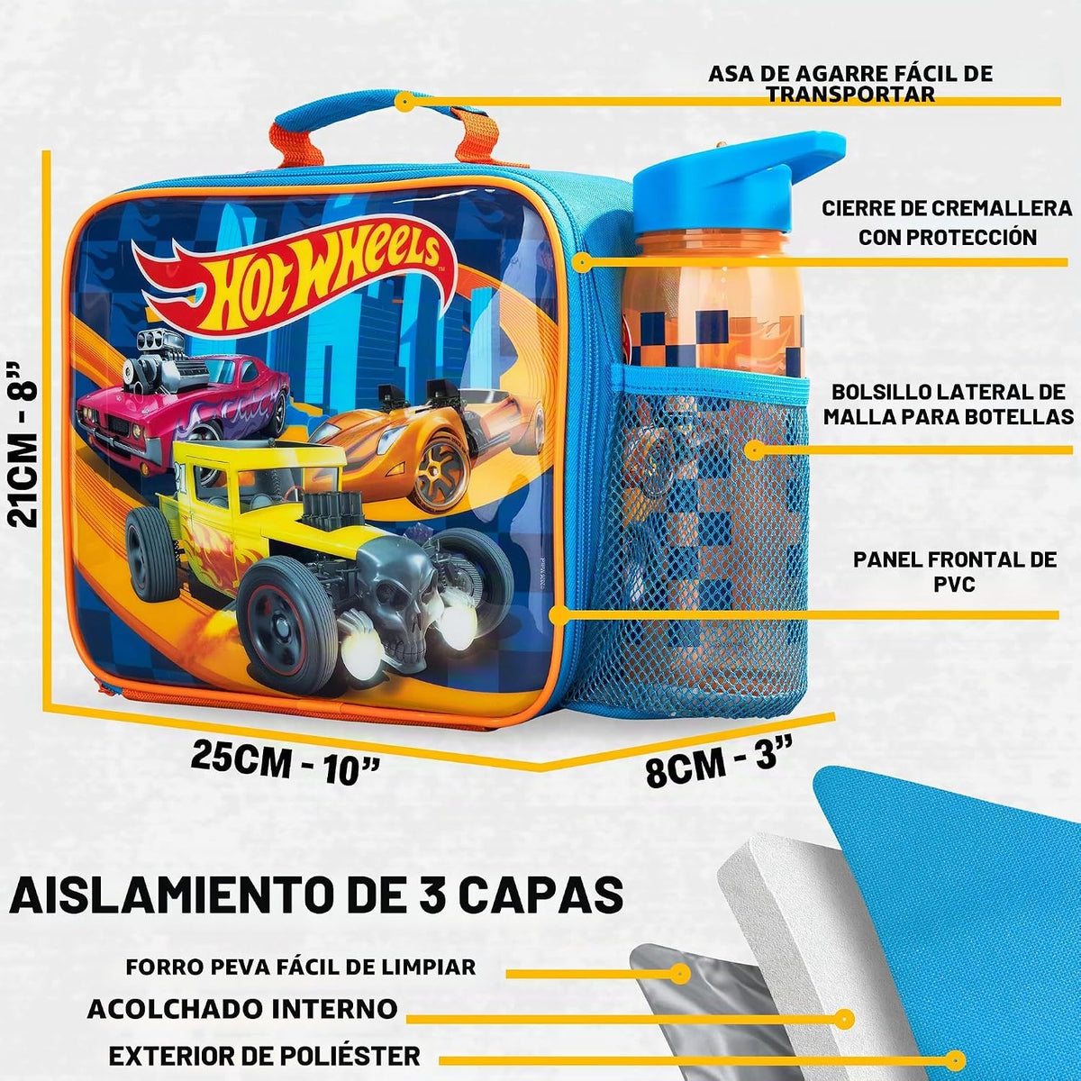 Get Trend Hot Wheels Bolsa de almuerzo, caja Bento y botella de agu...