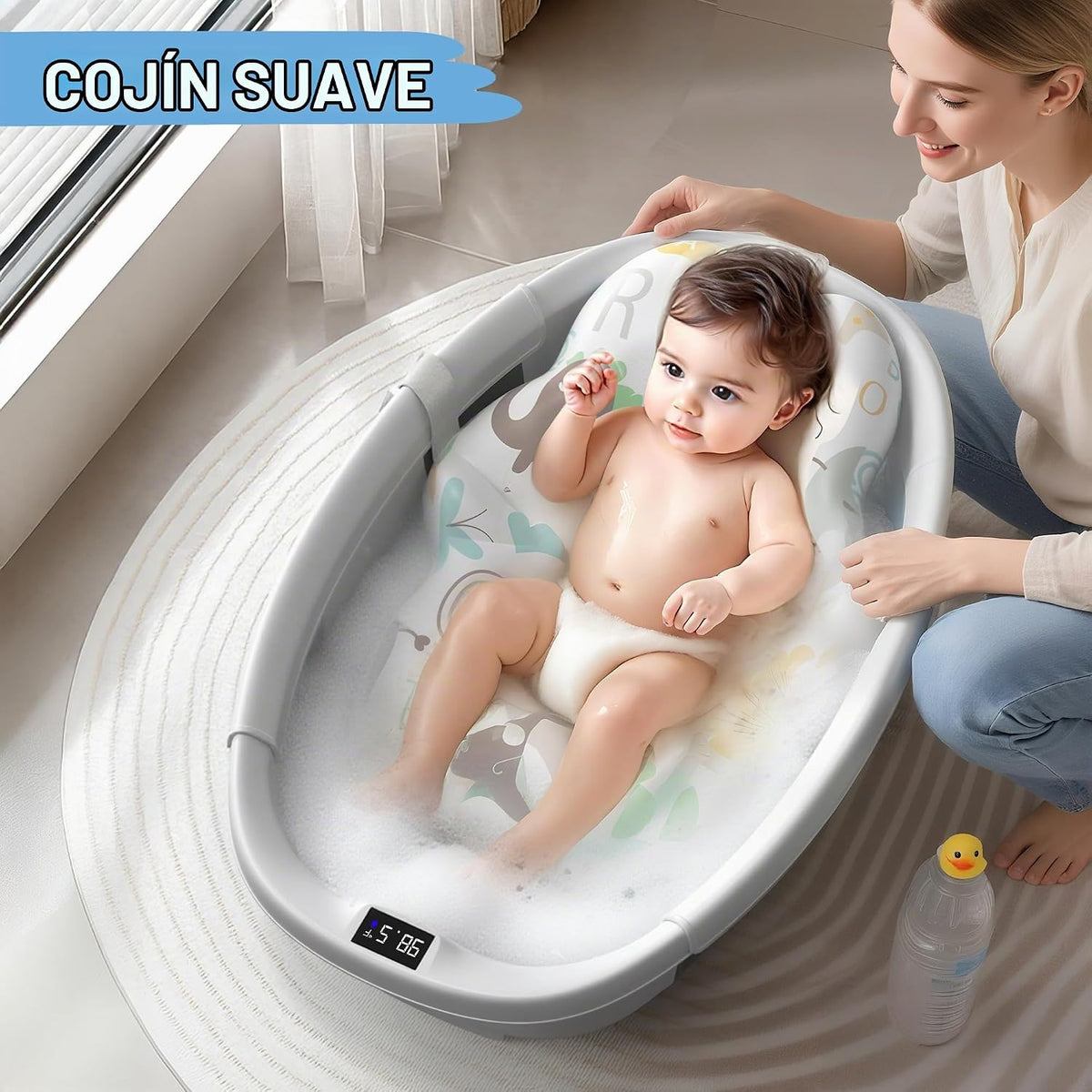 TOSGN Bañera plegable para bebé, 3 segundos para instalar, bañera p...